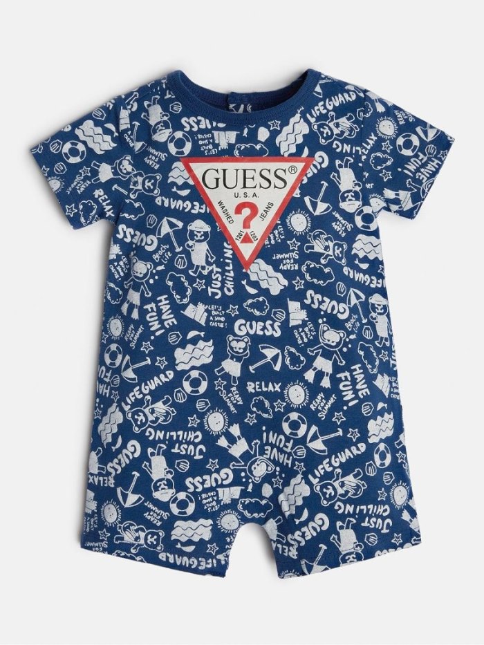 Gyerek Guess All Over Print Rompers Kék | HU-657524