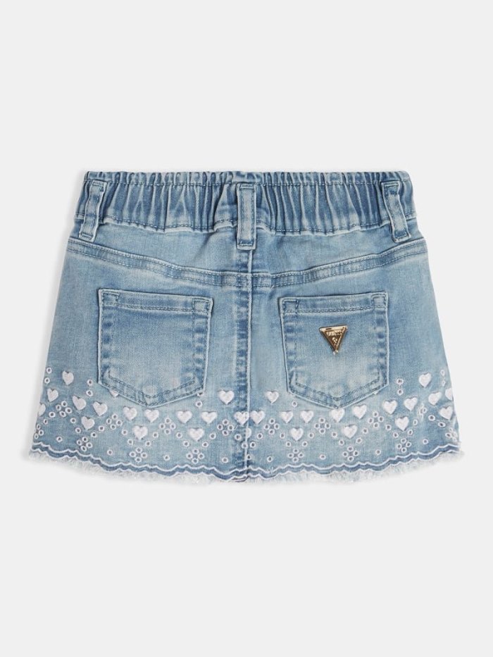 Gyerek Guess Embroidered Denim Skirts Világos Kék | HU-470465