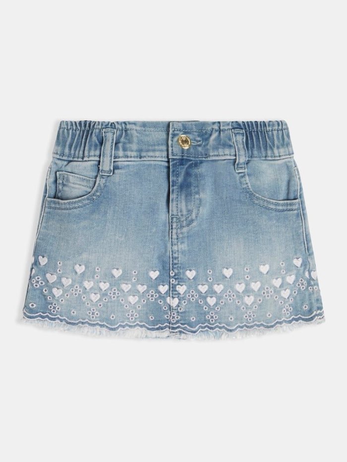 Gyerek Guess Embroidered Denim Skirts Világos Kék | HU-470465