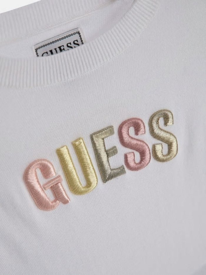 Gyerek Guess Embroidered Logo Pulóverek Fehér | HU-896530