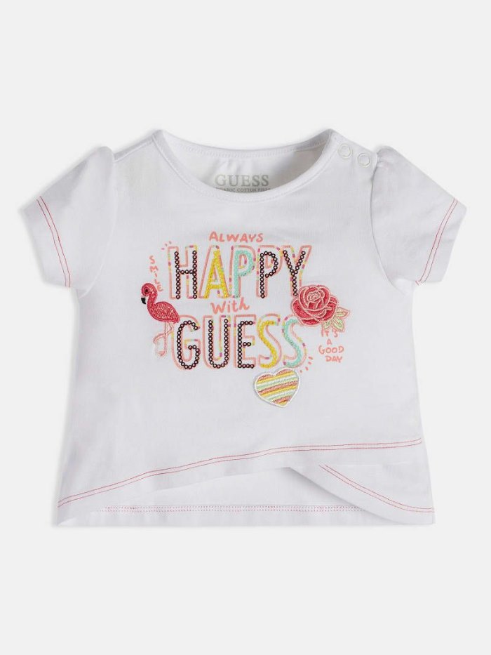 Gyerek Guess Embroidered Logo Póló Fehér | HU-728228