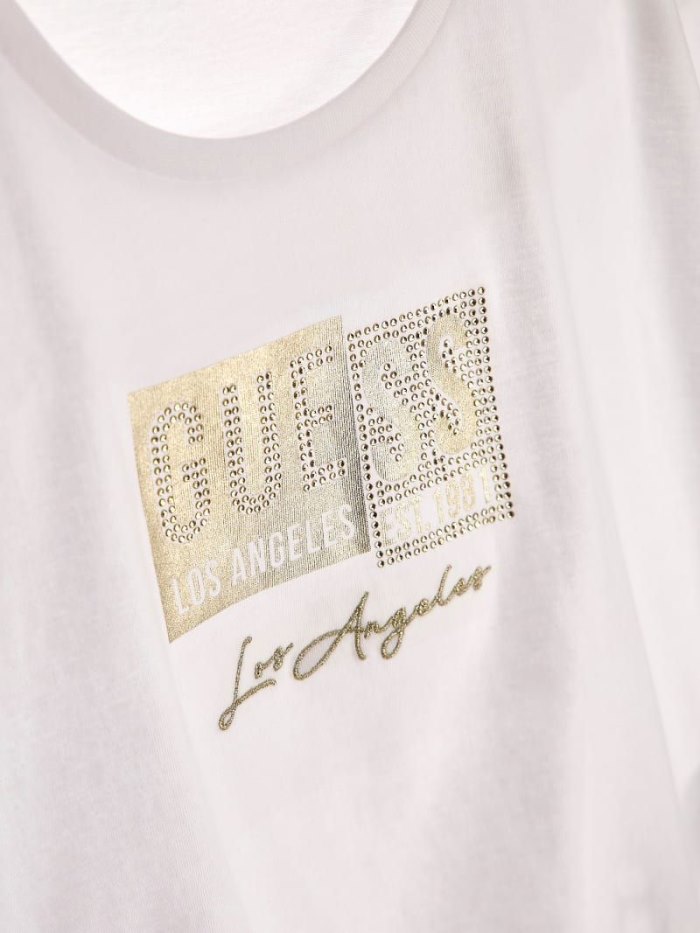 Gyerek Guess Front Logo Crop Póló Fehér | HU-638565