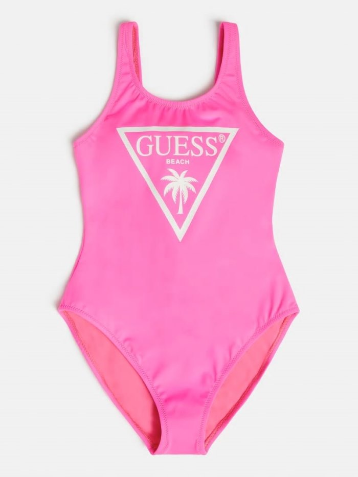 Gyerek Guess Front Triangle Logo Print One Piece Swimsuit One Piece Swimsuits Rózsaszín | HU-996688