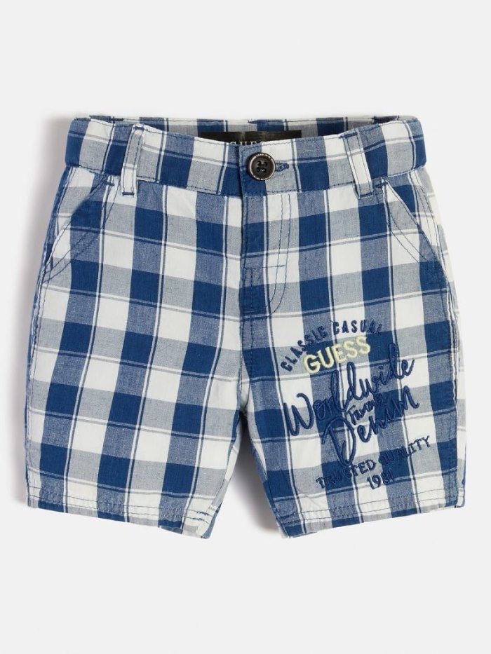 Gyerek Guess Gingham Checked Rövidnadrág Kék | HU-767070