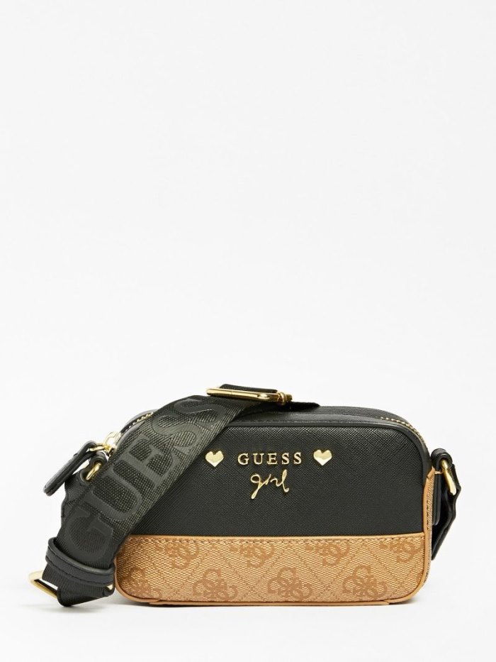 Gyerek Guess Micole 4g Logo Crossbody Táska Fekete | HU-562289