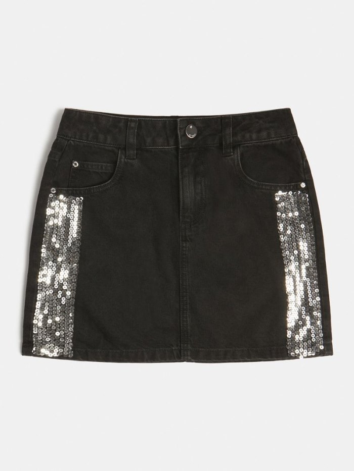 Gyerek Guess Sequins Denim Skirts Fekete | HU-606629