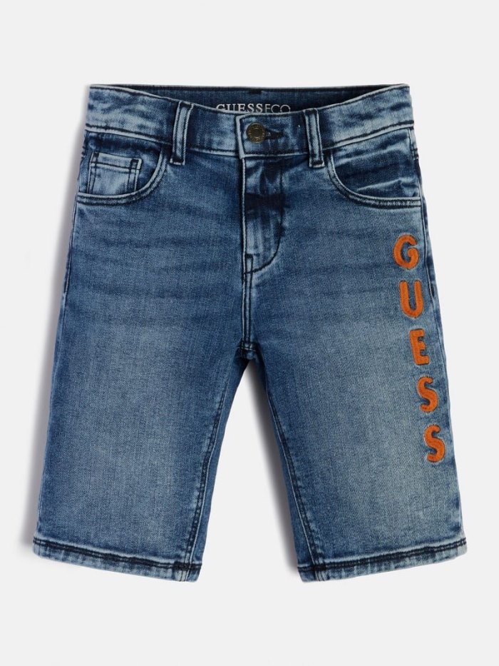 Gyerek Guess Side Embroidered Logo Rövidnadrág Kék | HU-231441