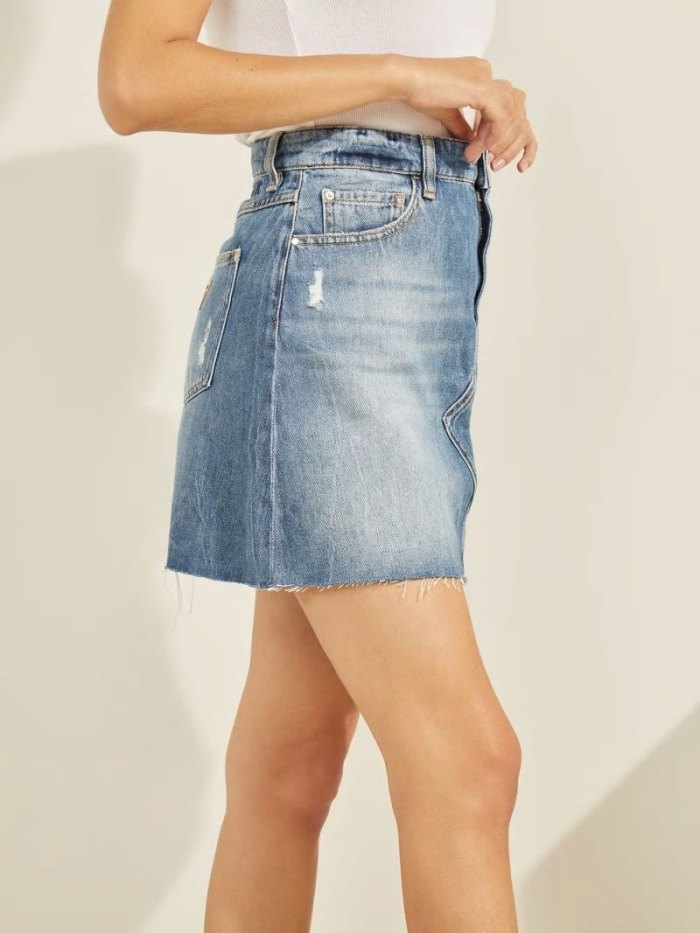 Női Guess A-line Fit Denim Skirts Kék | HU-544687