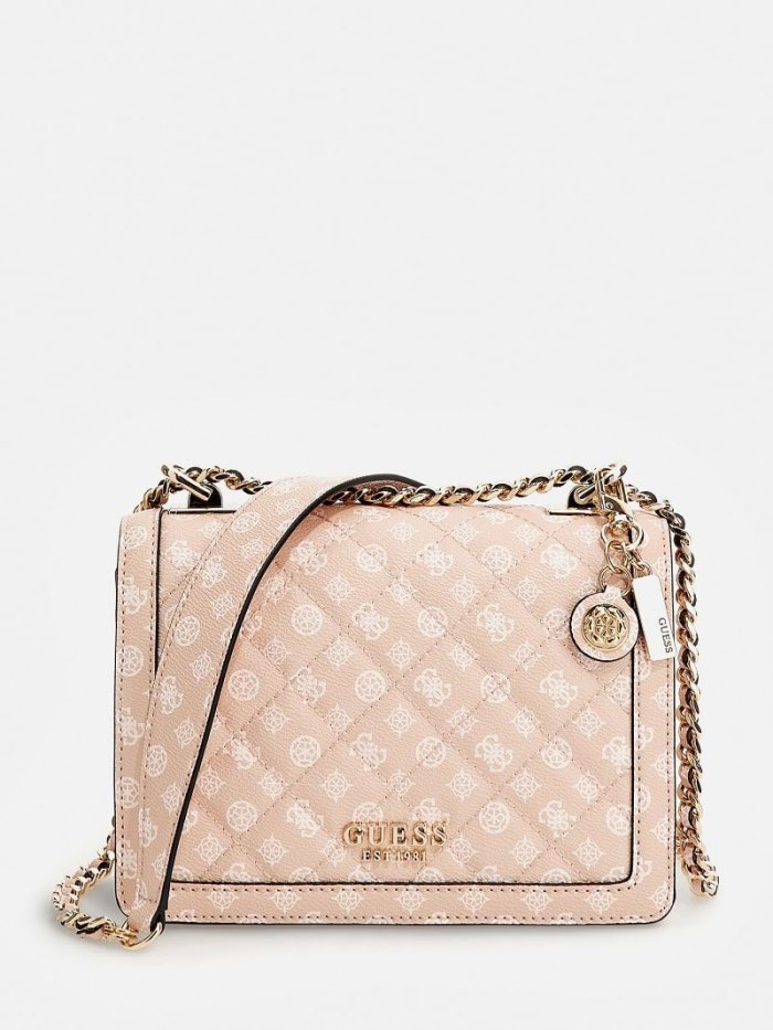 Női Guess Abey 4g Peony Logo Crossbody Táska Rózsaszín | HU-212457