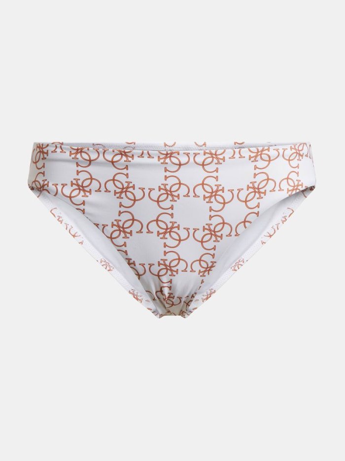 Női Guess All Over Logo Bikini Alsó Fehér | HU-222909