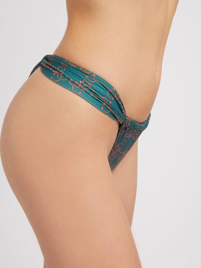 Női Guess All Over Print Bikini Alsó Zöld | HU-639726