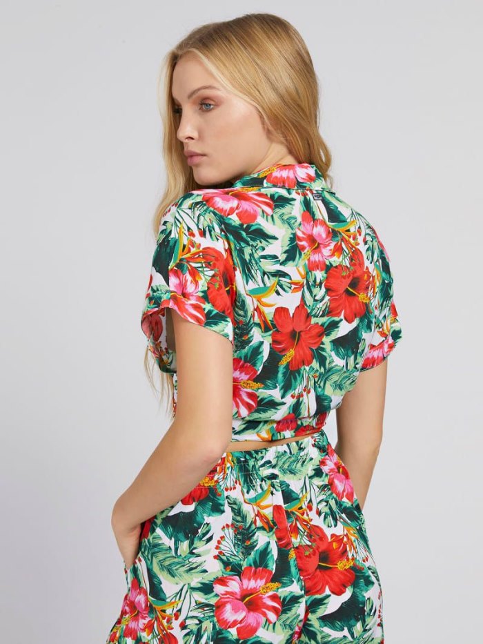 Női Guess All Over Print Crop Ingek Floral Fantasy | HU-600624