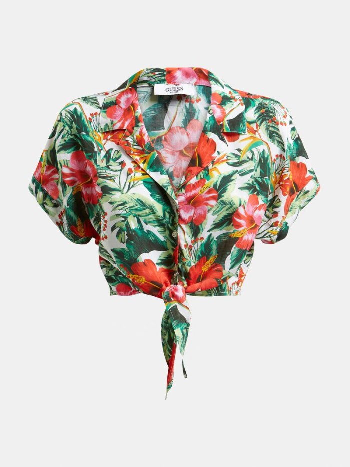 Női Guess All Over Print Crop Ingek Floral Fantasy | HU-600624