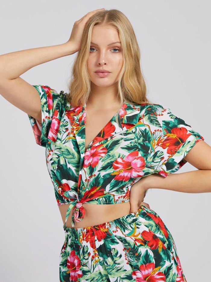 Női Guess All Over Print Crop Ingek Floral Fantasy | HU-600624