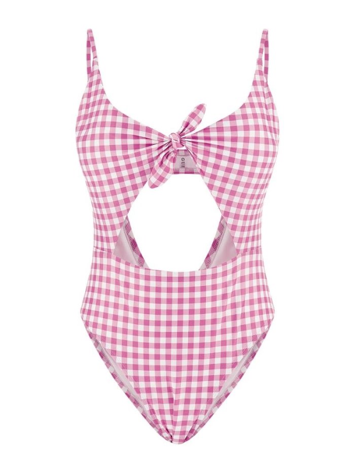 Női Guess All Over Print One Piece Swimsuits Rózsaszín | HU-938383