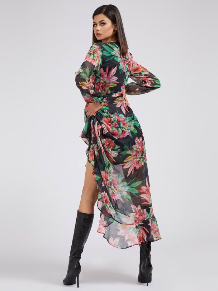 Női Guess All-over Print Maxi Ruha Floral Fantasy | HU-227026