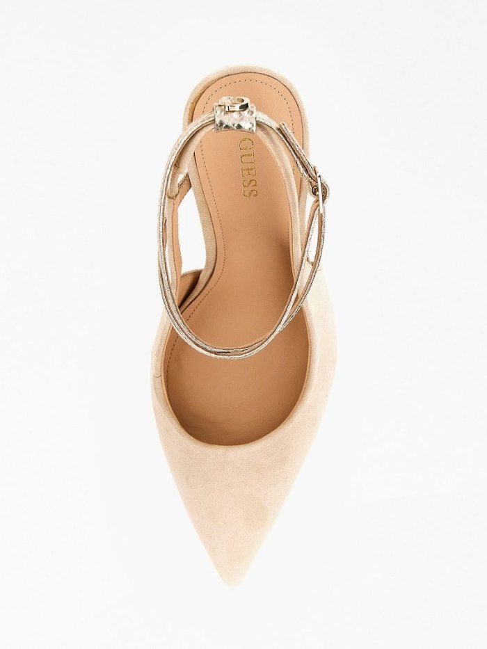 Női Guess Amazie Velúr Blend Slingback Bézs | HU-078869