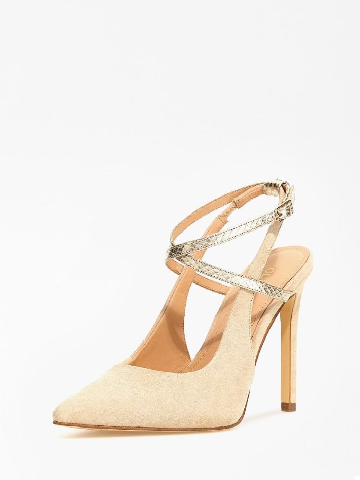 Női Guess Amazie Velúr Blend Slingback Bézs | HU-078869