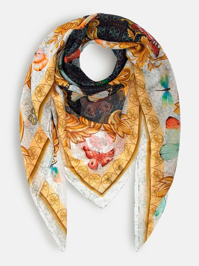 Női Guess Baroque Print Foulards Fehér | HU-259564