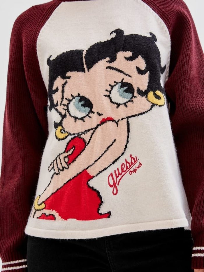 Női Guess Betty Boop Pulóverek Fehér | HU-084879