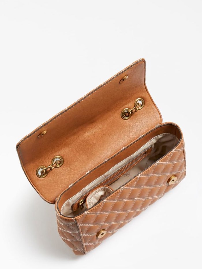 Női Guess Cessily Steppelt Crossbody Táska Barna | HU-500098