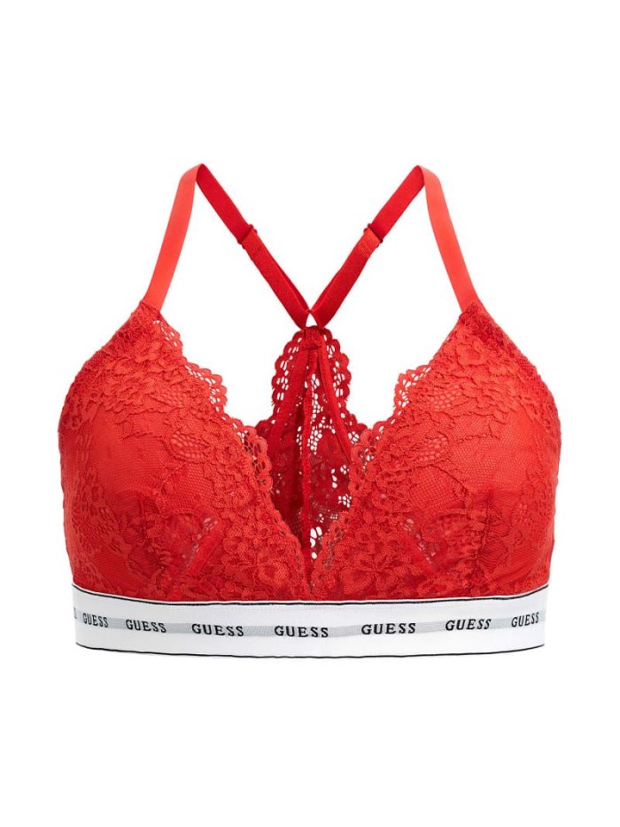 Női Guess Csipke Triangle Bra With Logo Band Melltartók Piros | HU-808301