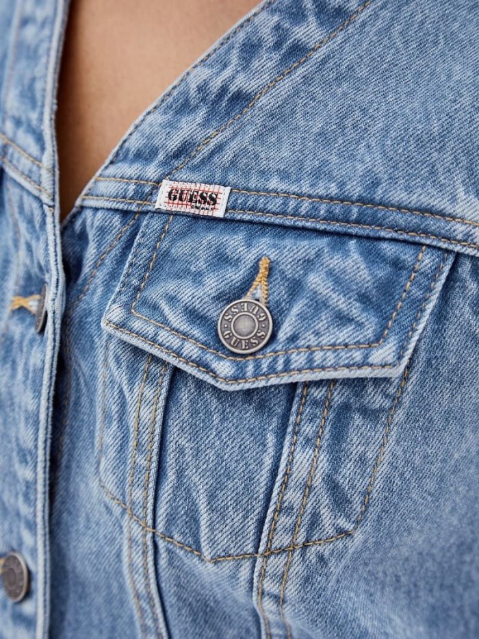 Női Guess Denim Mellény Kék | HU-806702