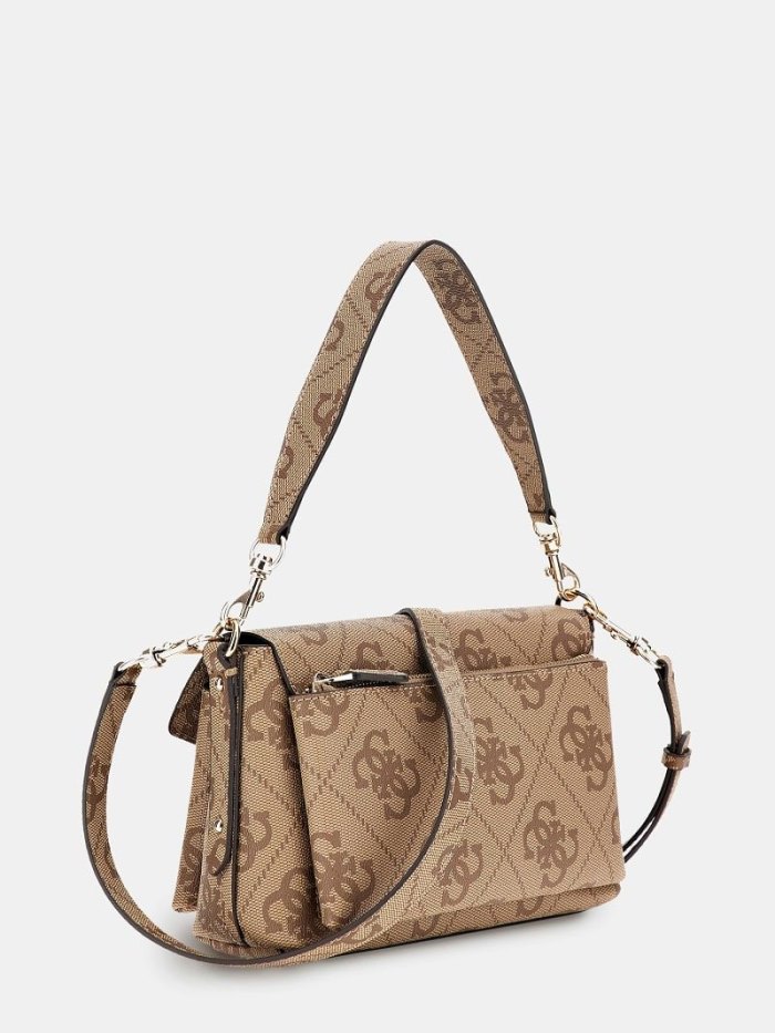 Női Guess Eco Brenton 4g Logo Crossbody Táska Bézs | HU-422393