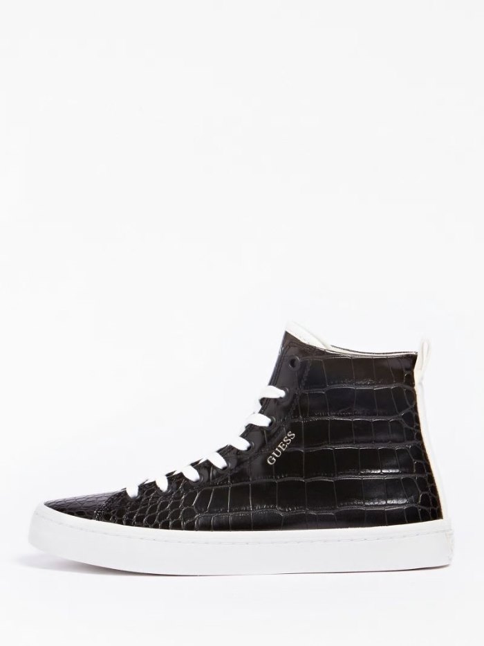 Női Guess Elga High Top Sneakers Fekete | HU-769561