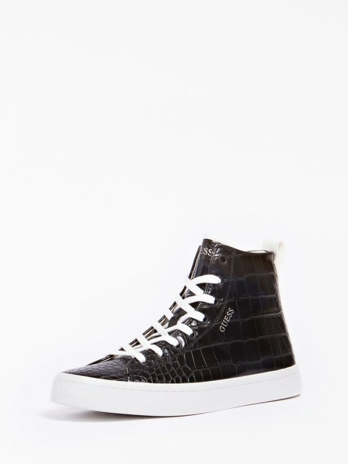 Női Guess Elga High Top Sneakers Fekete | HU-769561