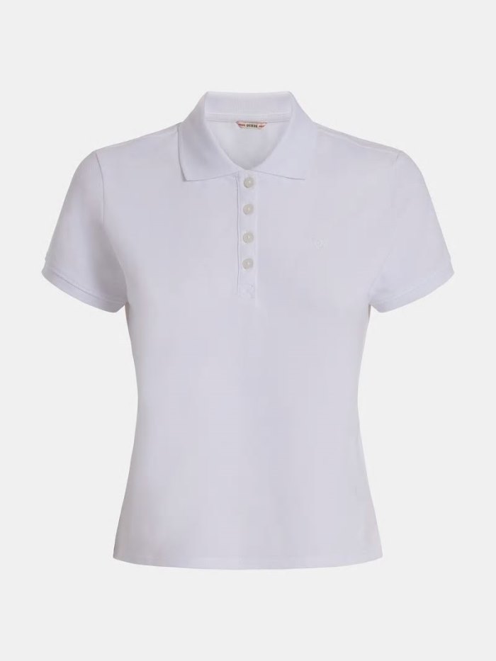 Női Guess Embroidered Logo Polo Pólóing Fehér | HU-730606