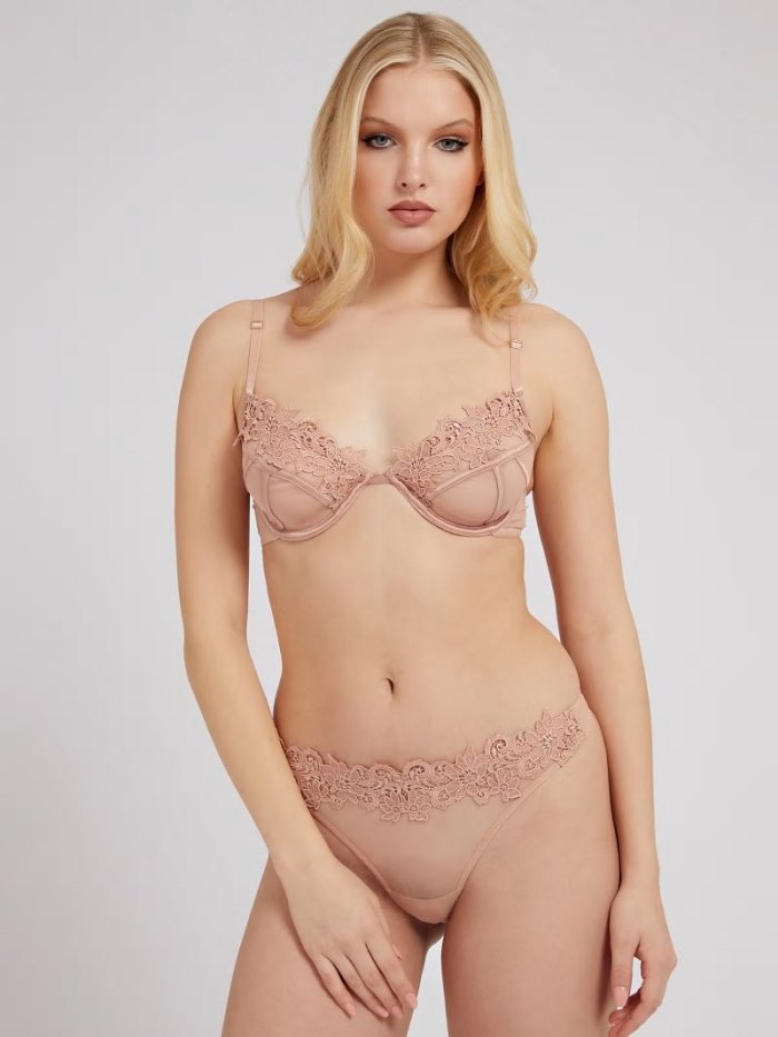 Női Guess Embroidery Wired Melltartók Bézs | HU-765613