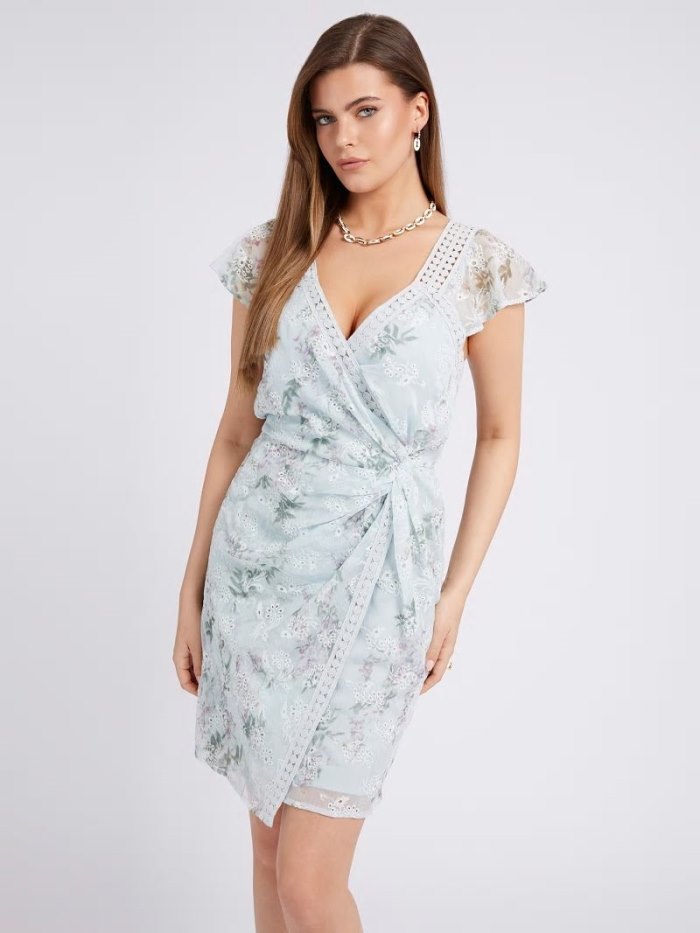 Női Guess Eyelet Ruha Kék | HU-725574