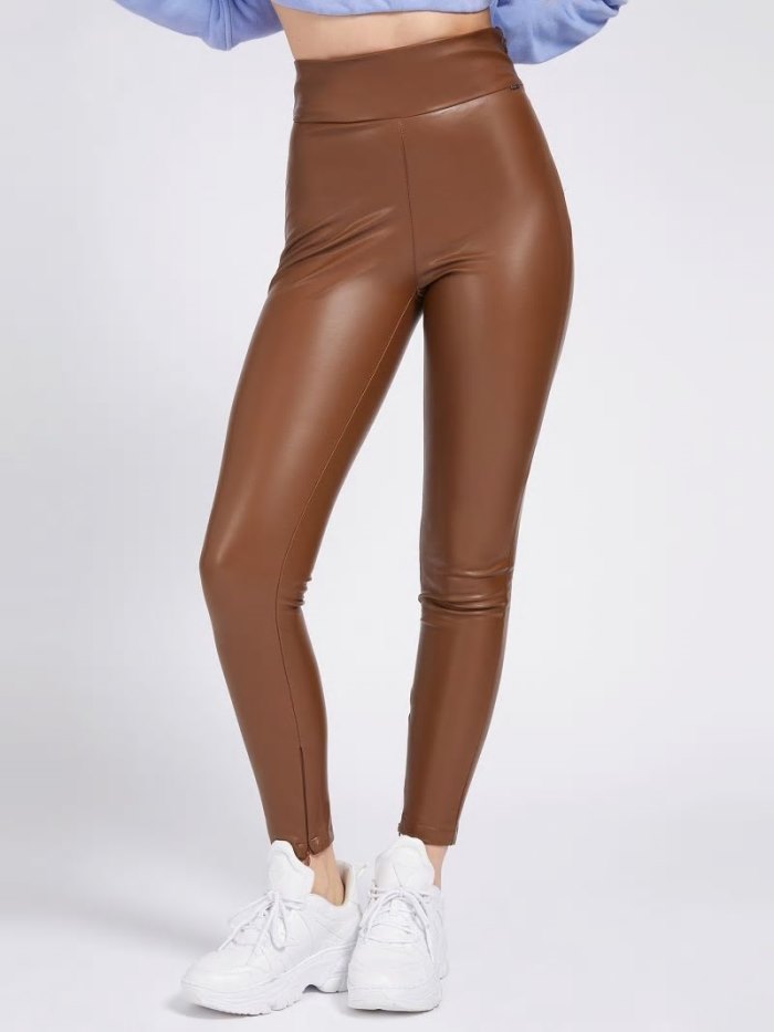 Női Guess Faux Bőr Leggings Barna | HU-594942