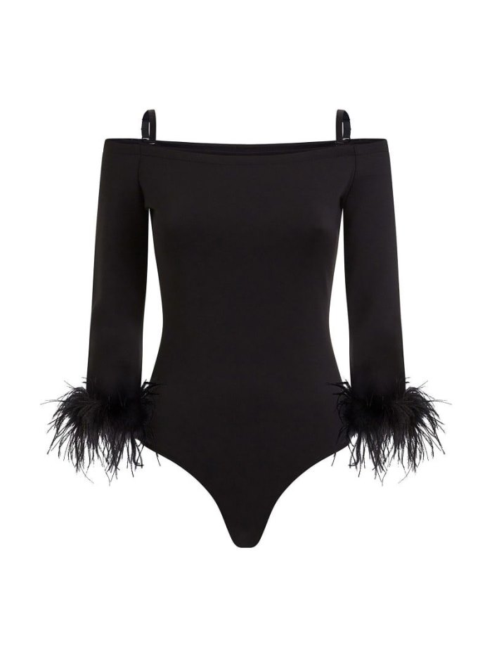 Női Guess Feather Cuff Body Body Fekete | HU-307289