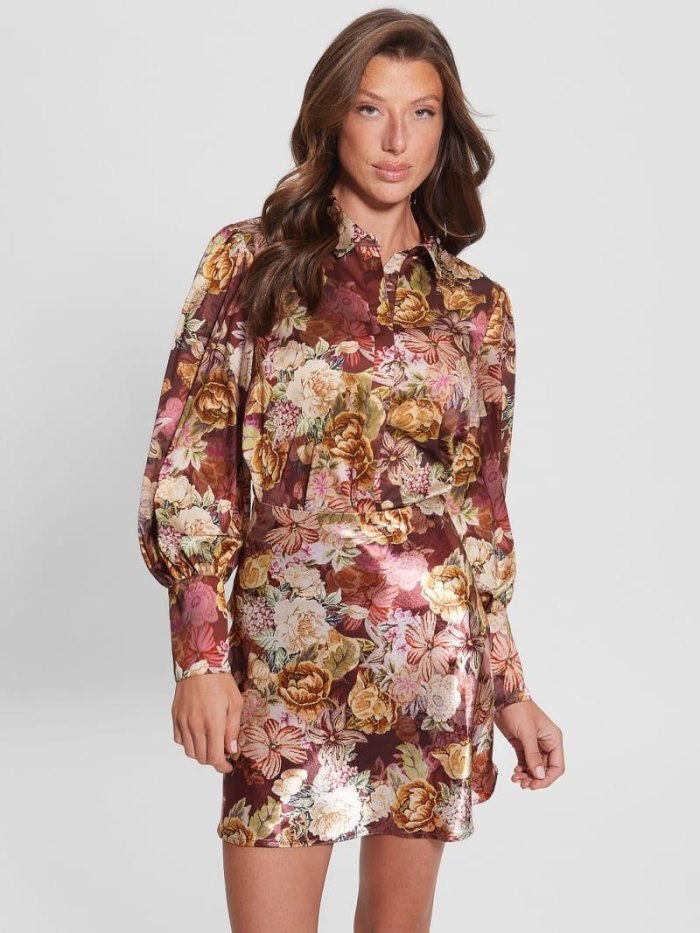 Női Guess Floral Print Blúz Narancssárga | HU-378747