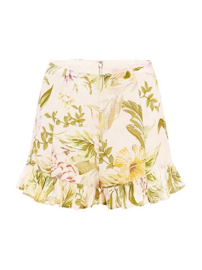 Női Guess Floral Print Linen Rövidnadrág Zöld | HU-631349