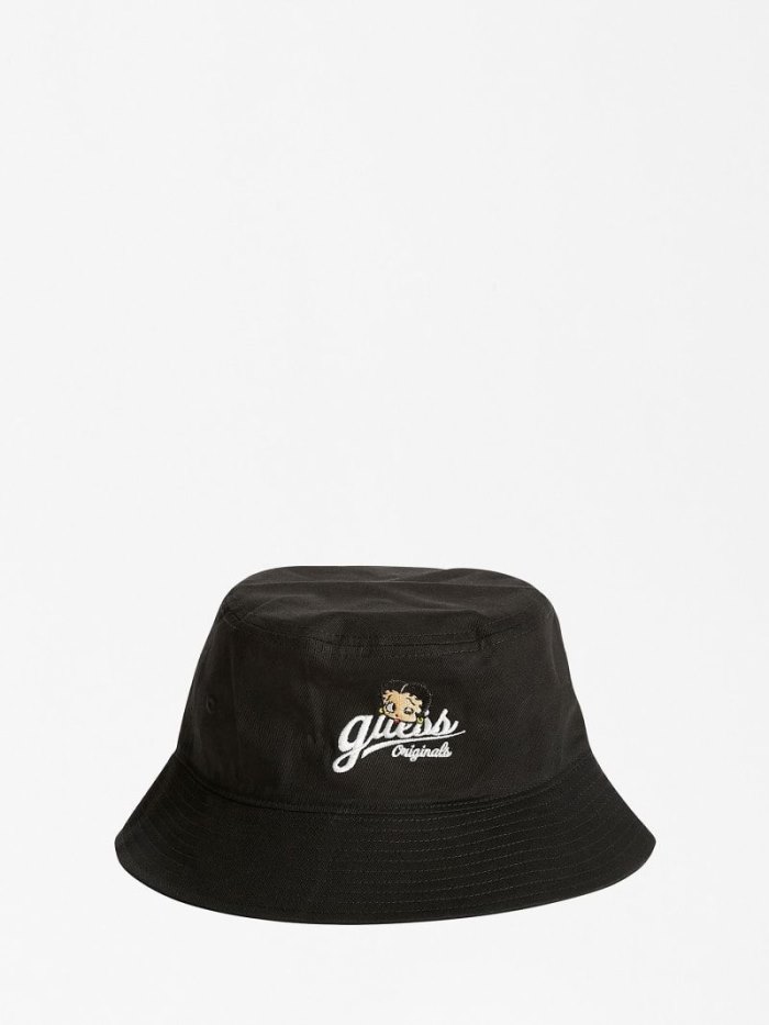 Női Guess Front Logo Bucket Kalap Fekete | HU-552558