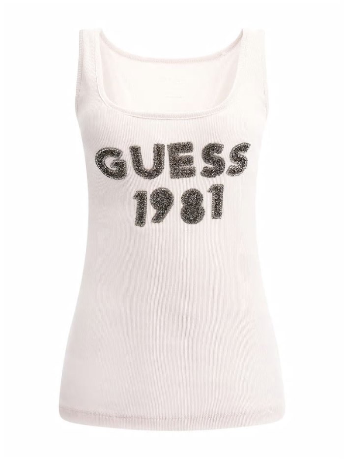 Női Guess Front Logo Tank Top Ujjatlan Póló Rózsaszín | HU-120257