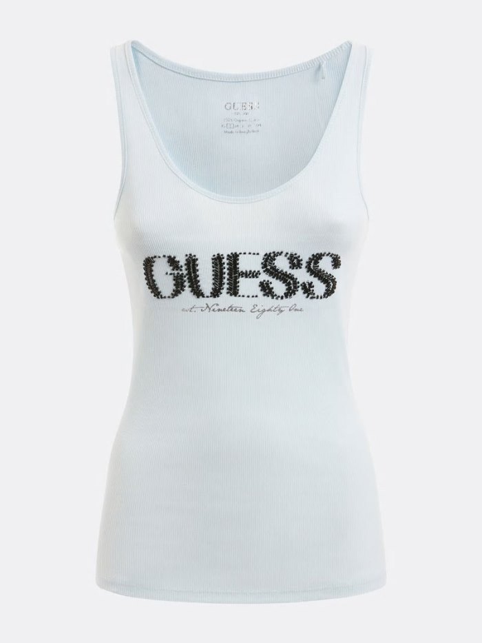 Női Guess Front Logo Tank Top Ujjatlan Póló Világos Kék | HU-695625