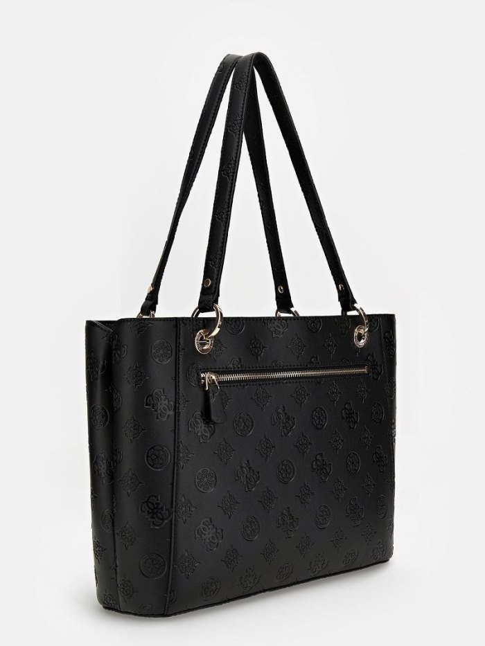 Női Guess Galeria Embossed Logo Tote Bag Táska Fekete | HU-038039