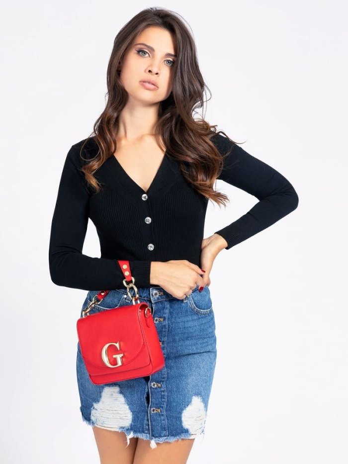 Női Guess Genevieve Bucket Bag Vödörtáska Piros | HU-480685