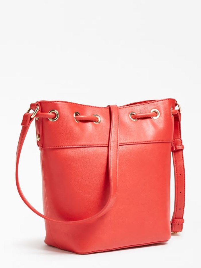 Női Guess Genevieve Bucket Bag Vödörtáska Piros | HU-480685