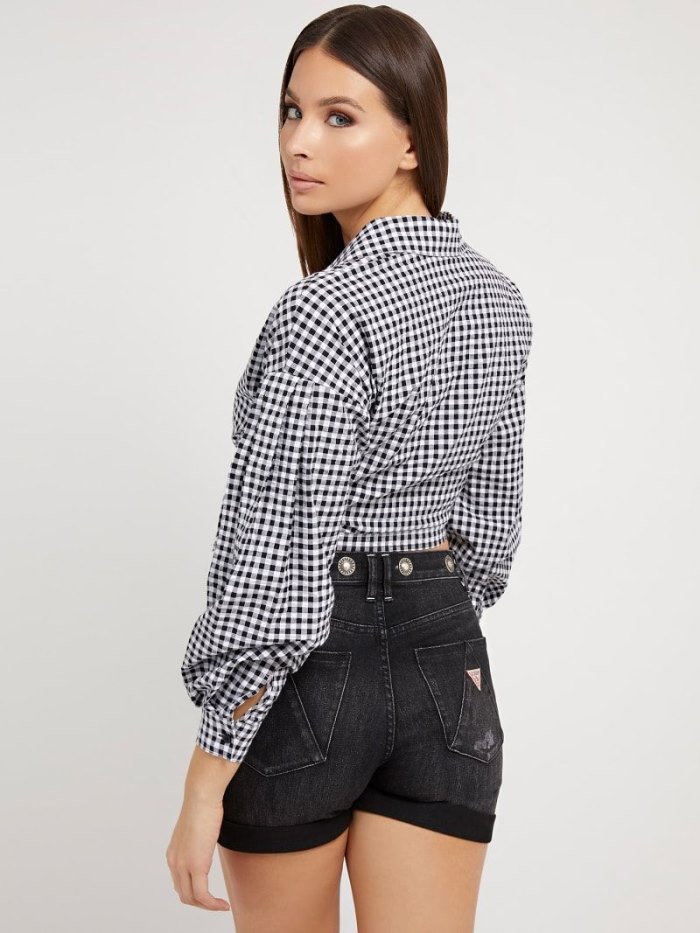 Női Guess Gingham Check Ingek Fehér | HU-040525