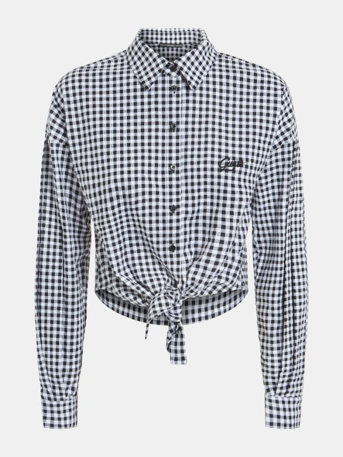 Női Guess Gingham Check Ingek Fehér | HU-040525