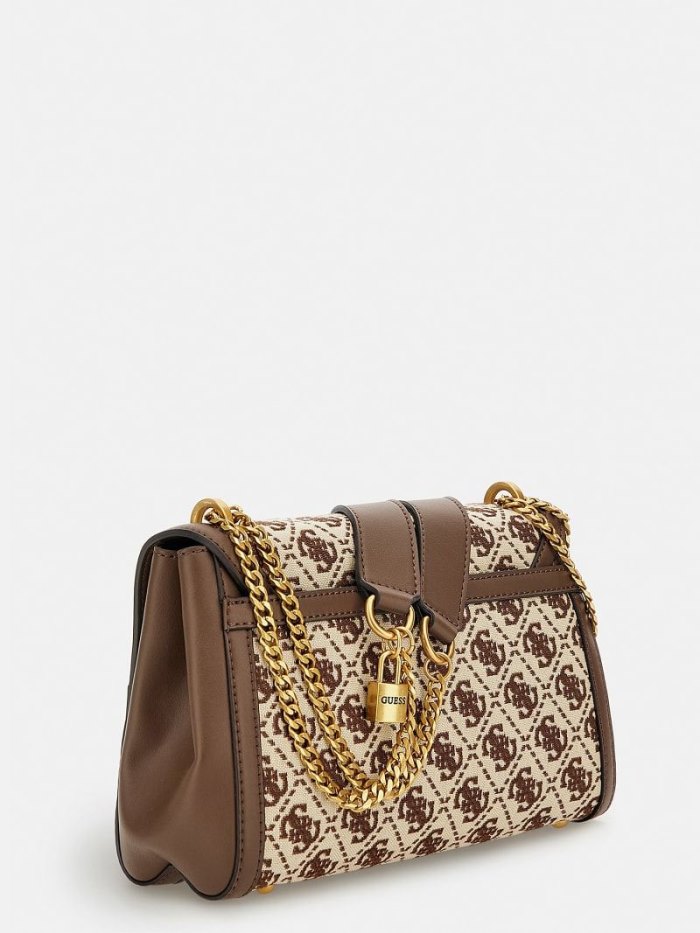 Női Guess Katey 4g Logo Crossbody Táska Barna | HU-578967