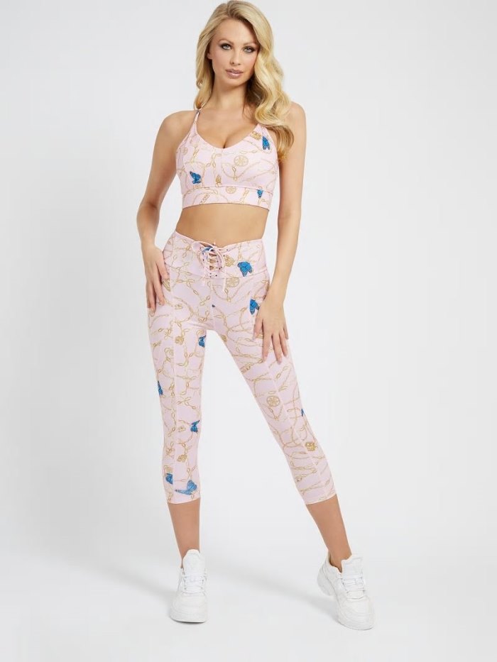 Női Guess Leggings All Over Print Leggings Rózsaszín | HU-826712