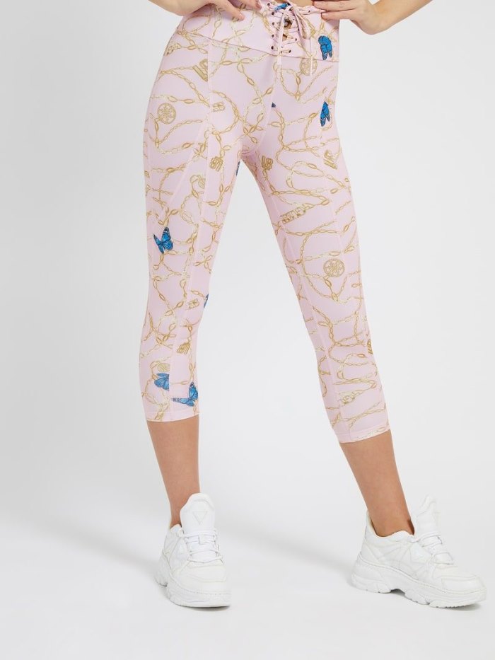 Női Guess Leggings All Over Print Leggings Rózsaszín | HU-826712