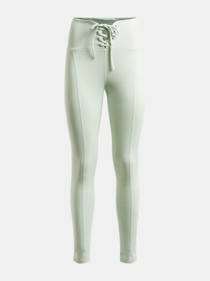 Női Guess Leggings Csipke Up Microfiber Leggings Zöld | HU-880309