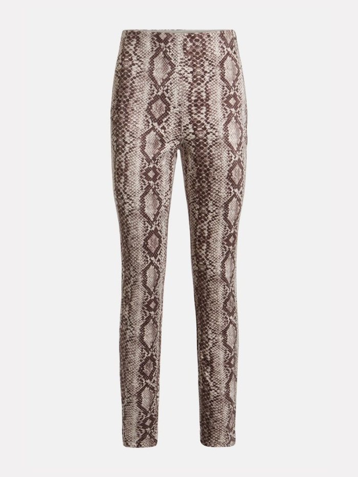 Női Guess Leggings Faux Velúr Phyton Print Leggings Barna | HU-243257